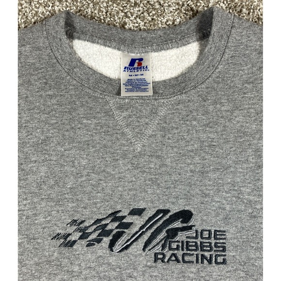 Vintage Russell Athletic NASCAR Joe Gibbs Racing Grey Crewneck Sweatshirt Large - Picture 2 of 10